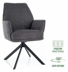 Scaun rotativ HUGO, gri inchis/negru, stofa clasica/metal, 58x46x90 cm