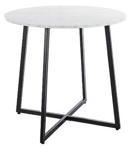 Masa LUNA, alb cu efect de marmura, PAL/metal, 90x76 cm