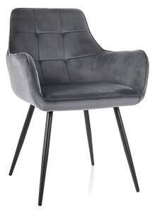 Scaun gri inchis LEMON, stofa catifelata/metal, 57x47x85 cm