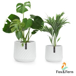Fox & Fern Heusden, set de 2 ghivece, din polistiren, potrivite pentru plante, realizate manual, aspect 3D