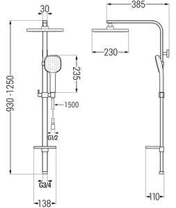 Mexen - Set de duș Q33 cu cap circular superior, crom, 798333395-00