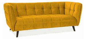 Canapea CASTELLO 3, galben/wenge, stofa catifelata/lemn/PAL, 200x85x7