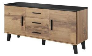 Comoda LOTTA, stejar wotan/negru, PAL, 150x45x69 cm