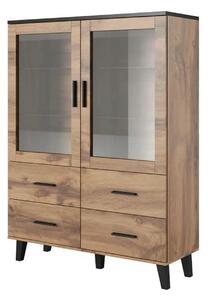 Vitrina LOTTA, stejar wotan/negru, PAL, 120x45x160 cm