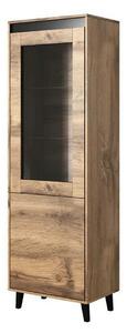 Vitrina NORD, stejar wotan/gri antracit, PAL laminat/plastic, 60x38x18