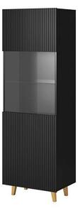 Vitrina PAFOS, negru, PAL laminat/sticla, 60x40x182 cm