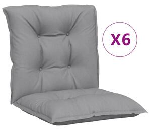 Perne scaun cu spătar scund, 6 buc., gri, 100x50x7 cm, textil