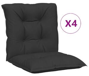 Perne scaun cu spătar mic 4 buc., negru, 100x50x7 cm, textil