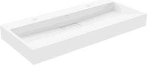 Mexen Ava chiuvetă pe blat din conglomerat 2 orificii 100 x 46 cm, Albă - 23011002