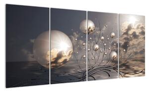 Tablou abstractă - bile gri (160x80cm)