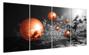 Tablou abstract - sfere portocalii (160x80cm)