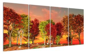 Tablou modern - copaci colora?i (160x80cm)