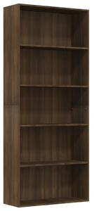 Bibliotecă 5 niveluri stejar maro 80x30x189 cm lemn compozit
