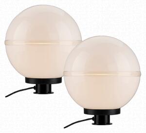 JUST LIGHT. GmbH Lumină decorativă de exterior Hemis, vârf pământ, pachet 2, Ø 30cm, Alb, Plastic, Modern