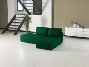 Coltar Extensibil Multifunctional Armada Modella, Reversibil si Convertibil, Verde, 2 Perne Decor Incluse, Textura Stofa