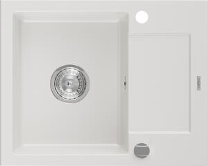 Mexen Enzo chiuvetă de granit cu 1 cuvă, cu scurgere scurtă 576 x 465 mm, Albă - 6506571005-20