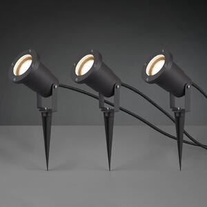 Trio Lighting Spot pentru exterior Ubangi cu vârf de sol, în set 3, Negru, Metal