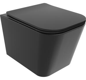 Mexen Teo vas de toaletă Rimless cu capac slim cu închidere lentă , duroplast, Negru mat - 30850685