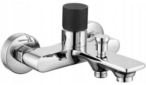 Robinet cu buton Mexen Royo One Bath, crom-negru, 72231-07
