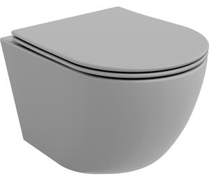 Mexen Lena vas de toaletă Rimless cu capac slim cu închidere lentă , duroplast, Gri deschis mat - 30224061