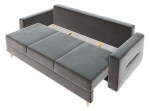 Canapea extensibilă cu ladă de depozitare Bergen Grey Love 220x100 cm