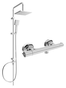 Mexen Tord set de duș cu pară de tip ploaie și baterie de duș termostatică Slim, Crom - 77105200-00