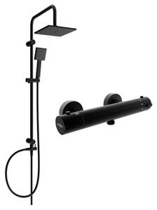 Mexen Tord set de duș montat la suprafață cu cap de duș și baterie de duș termostatică Kai, negru - 77100200-70