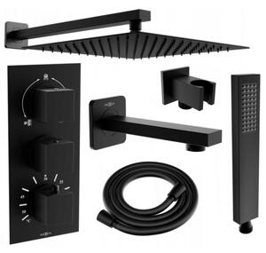 Mexen Cube DR02 set cadă-duș încastrat cu pară de tip ploaie25 cm, Neagră - 77503DR0225-70
