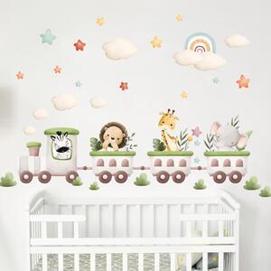 INSPIO-Autocolant textil - Autocolante de perete - Tren cu animale