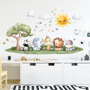 INSPIO-Autocolant textil - Autocolanta perete - Animale cu soare