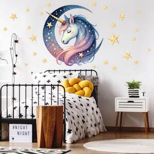 INSPIO-Autocolant textil - Autocolant - Unicorn în îmbrățișarea lunii