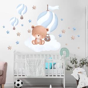 INSPIO-Autocolant textil - Decorațiuni de perete - Ursuleț cu un balon (albastru)