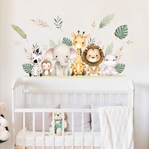 INSPIO-Autocolant textil - Sticker decorativ copii - Mini safari animale în pajiște
