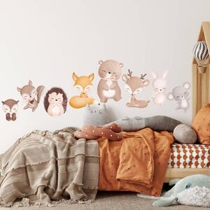 INSPIO-Autocolant textil - Stickers perete - animale de pădure în nuanțe de maro