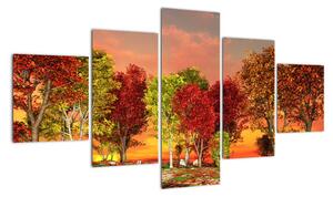 Tablou modern - copaci colora?i (125x70cm)
