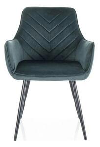 Scaun FIG, verde/negru, stofa catifelata/metal, 57x47x85 cm