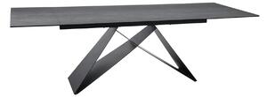 Masa moderna dining WESTIN, gri/negru, sticla/metal, 160-240x90x77 cm