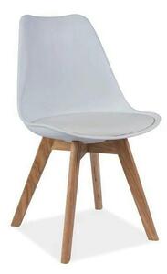 Scaun KRIS, alb/stejar, polipropilena/piele ecologica/lemn, 49x43x83 c