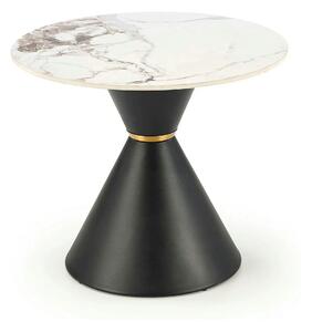 Masuta cafea blat marmura GORETTI S, alb cu efect de marmura/negru/aur