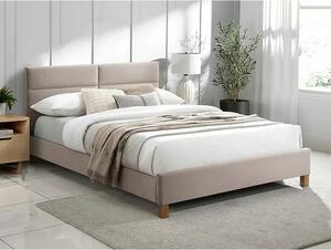 Pat tapitat lemn SIERRA 140x200, stofa catifelata, bej - Bluvel 28, so