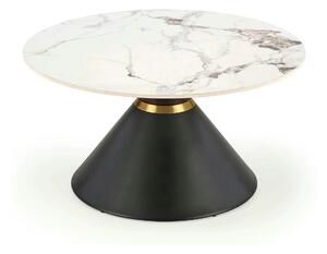 Masuta cafea blat marmura GORETTI, alb/negru/auriu, otel, 80x80x42 cm