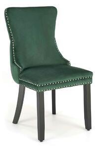 Scaun ALDA, verde inchis/negru, stofa catifelata/lemn, 50x62x95 cm