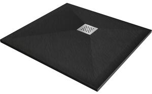 Mexen Stone+, cada pătrată din compozit mineral 70 x 70 cm, negru mat, 44707070
