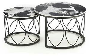 Set 2 masute ALEXANDRA, negru, ceramica/metal, 70x47/50x41 cm