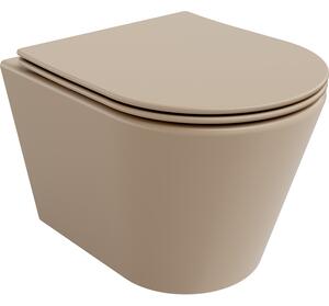 Mexen Rico vas de toaletă Rimless cu capac slim cu închidere lentă, duroplast, cappuccino mat - 30724064