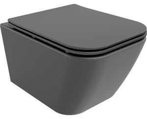 Mexen Madox toaletă Rimless cu capac cu închidere lentă slim, duroplast, gri mat închis - 30154061