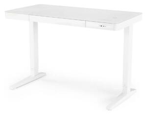 Birou B52, alb, sticla/metal, 120x60x77/120 cm