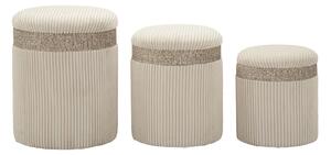 Mauro Ferretti Set 3 Pufuri Crem Cu Spațiu De Depozitare, Ø 40,5 X 49,5 Cm, 35 X 42 Cm, 31 X 38 Cm | Aosom Romania
