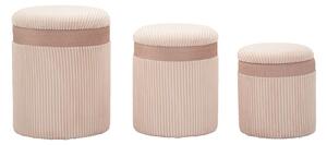 Mauro Ferretti Set De 3 Pufuri Cu Spatiu De Depozitare, Roz, Cm Ø 40,5X49,5-35X42-31X36 | Aosom Romania