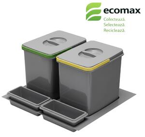 Cos gunoi incorporabil in sertar Ecomax Praktico Orion 600, colectare selectiva, 2 x 12 l